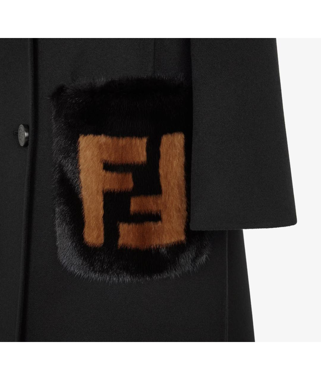 FENDI Черное шерстяное пальто, фото 3