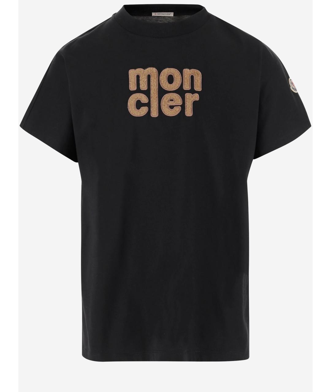 MONCLER Черная хлопковая футболка, фото 4