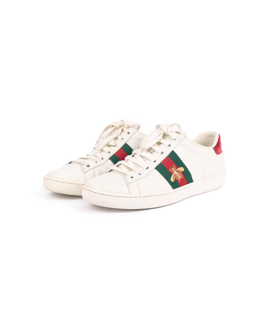 GUCCI Белые кожаные кеды, фото 5