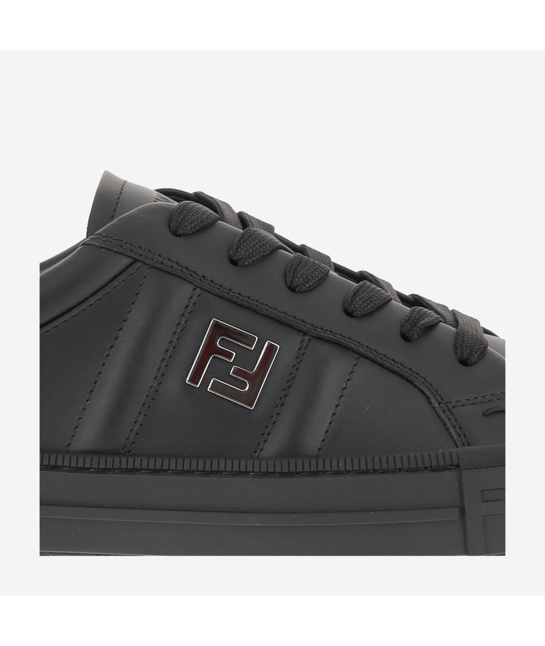 FENDI Черные кожаные низкие кроссовки / кеды, фото 5