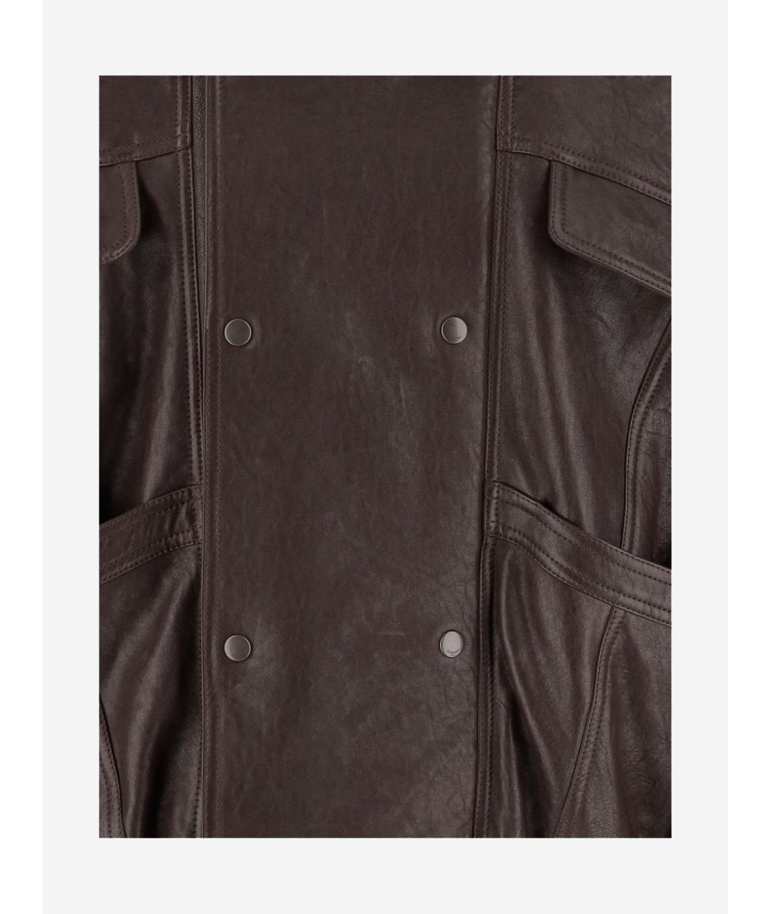 SAINT LAURENT Коричневая кожаная куртка, фото 3