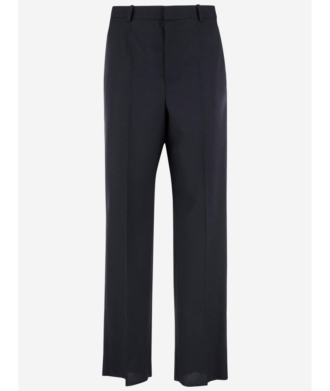 SAINT LAURENT Темно-синие шерстяные классические брюки, фото 4