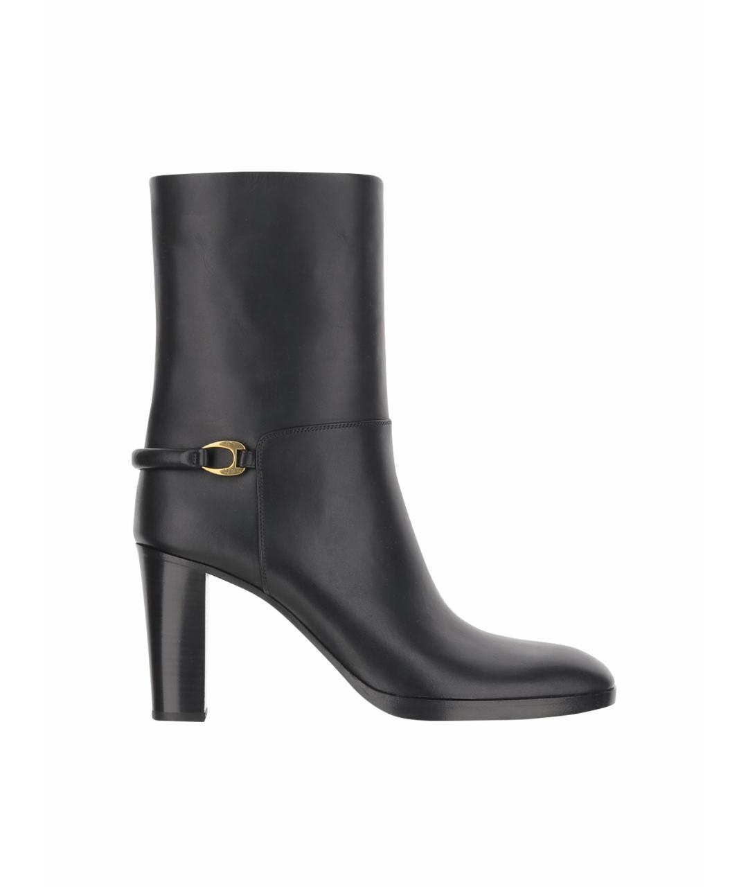 SAINT LAURENT Черные кожаные ботильоны, фото 1