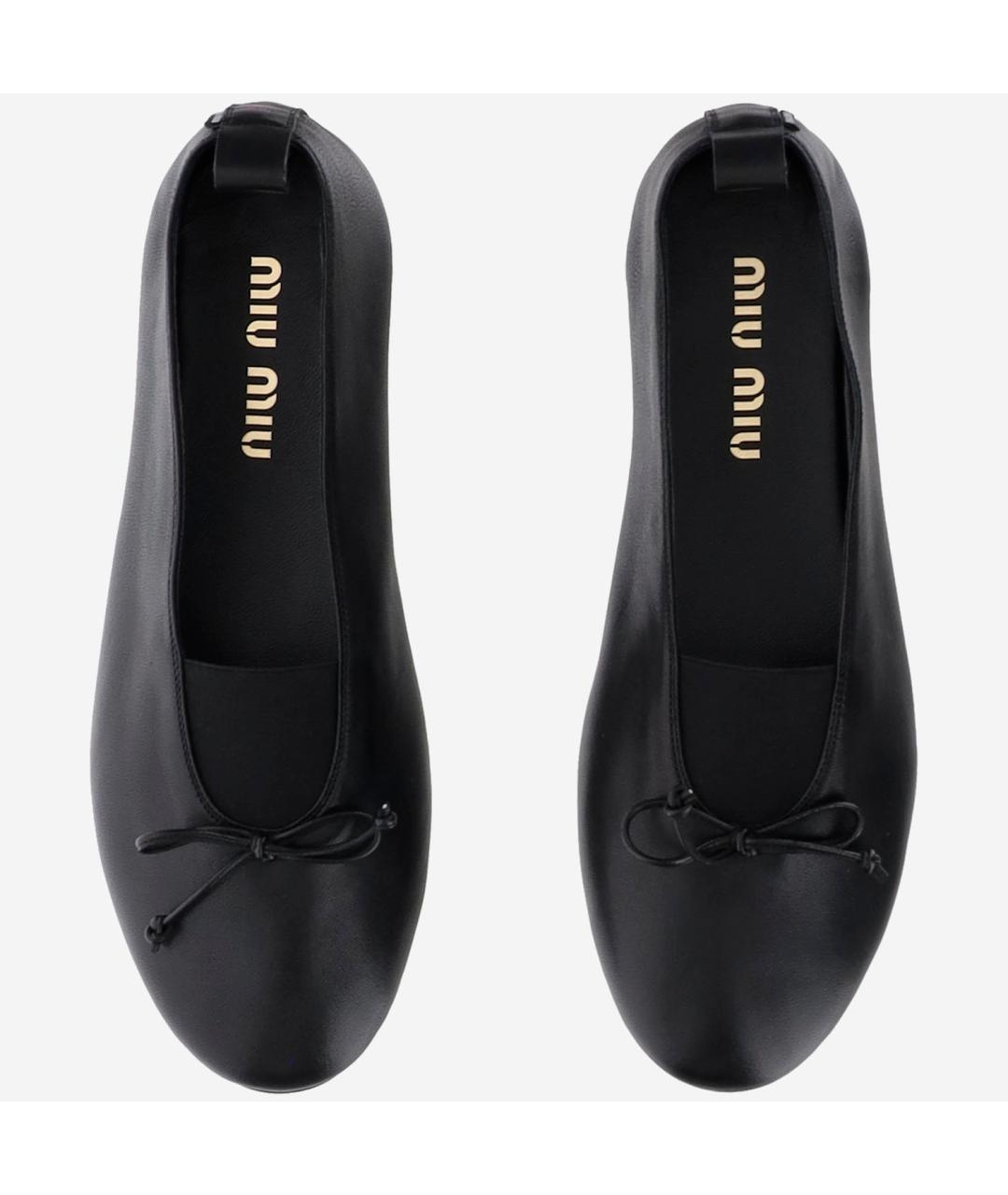 MIU MIU Черные кожаные балетки, фото 2