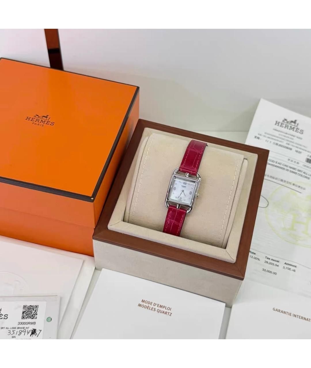 HERMES Розовые кожаные часы, фото 2