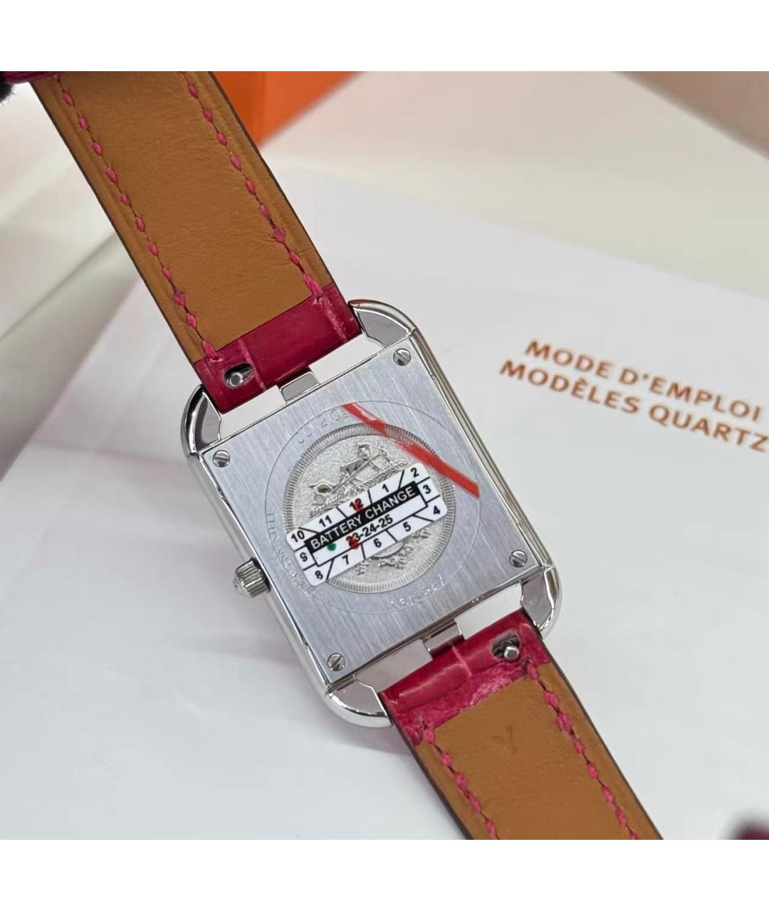 HERMES Розовые кожаные часы, фото 8