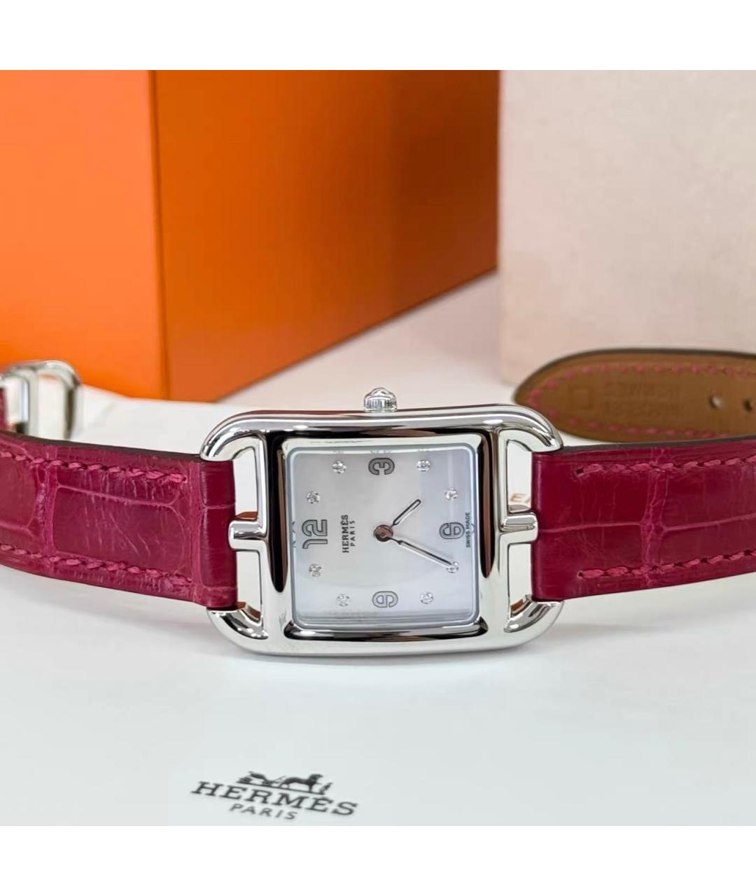 HERMES Розовые кожаные часы, фото 6