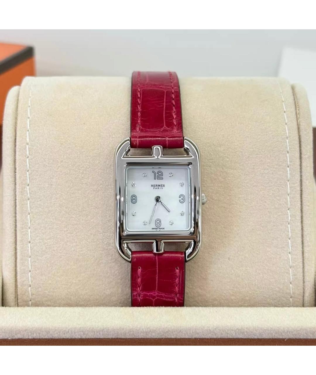HERMES Розовые кожаные часы, фото 3