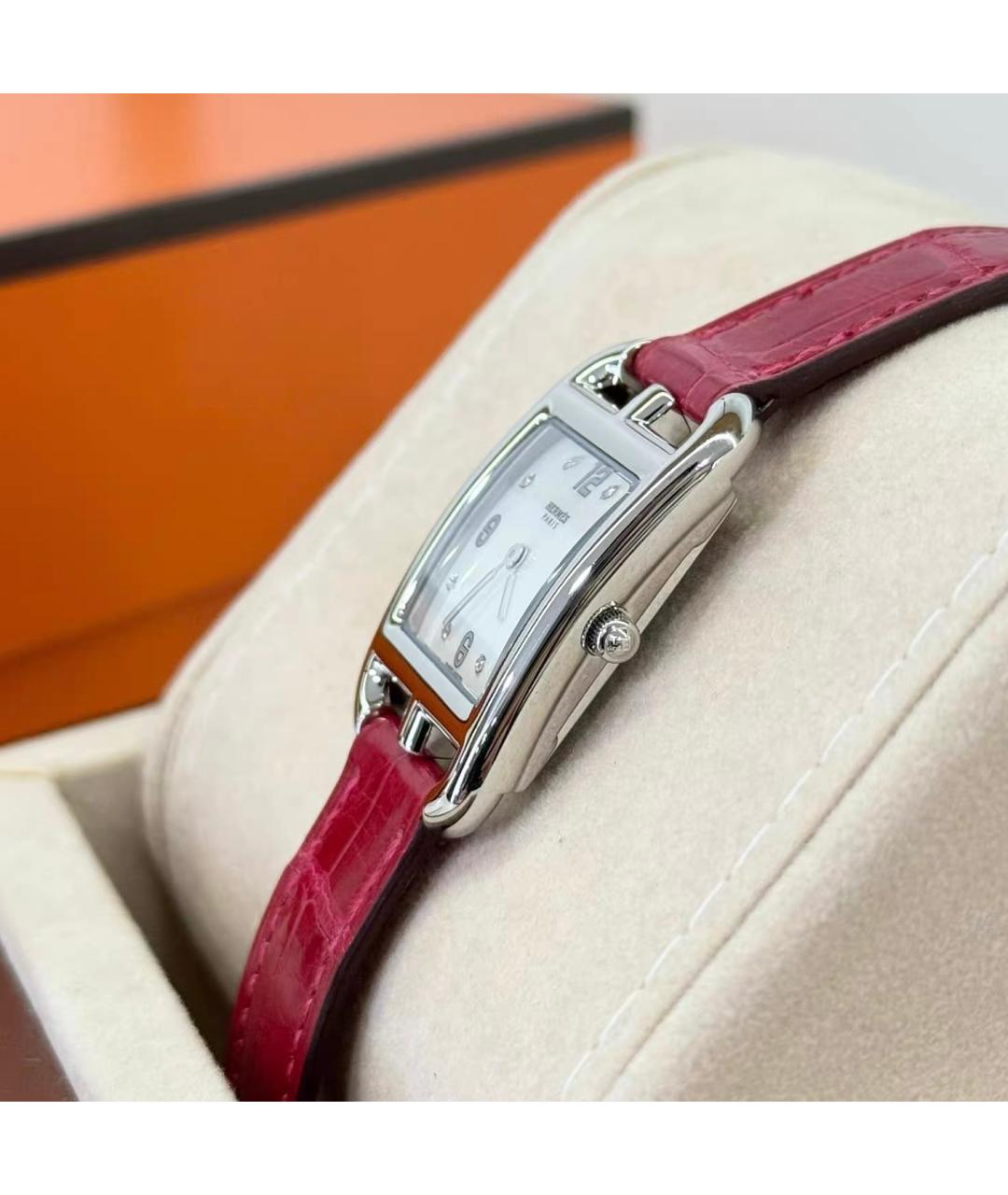 HERMES Розовые кожаные часы, фото 5