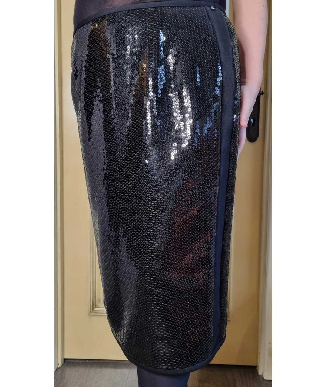 MARINA RINALDI Черная полиэстеровая юбка миди, фото 2