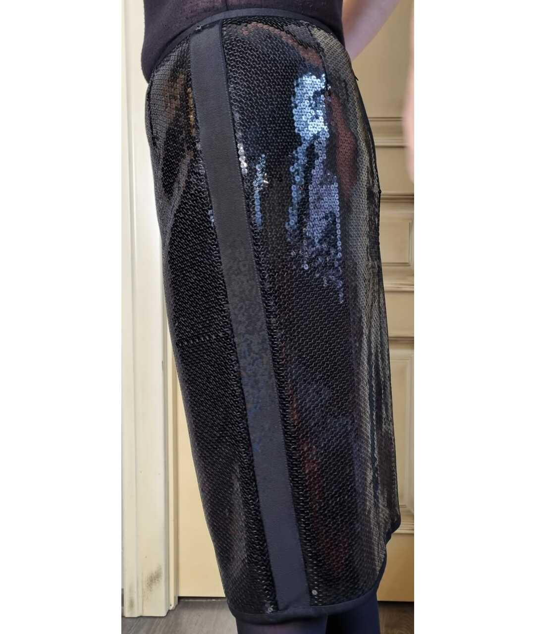 MARINA RINALDI Черная полиэстеровая юбка миди, фото 4