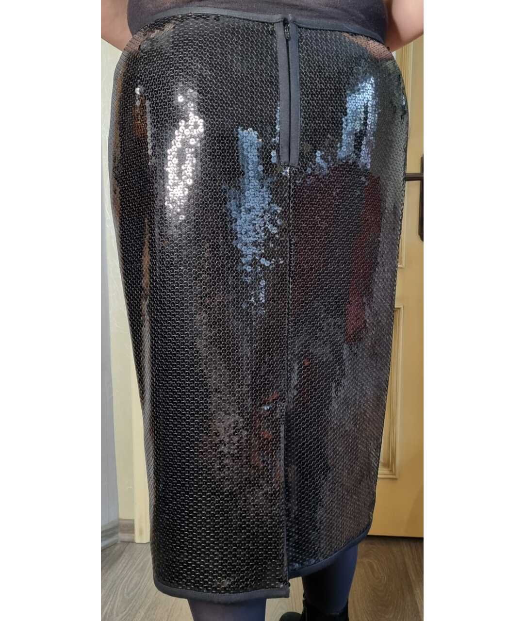 MARINA RINALDI Черная полиэстеровая юбка миди, фото 3