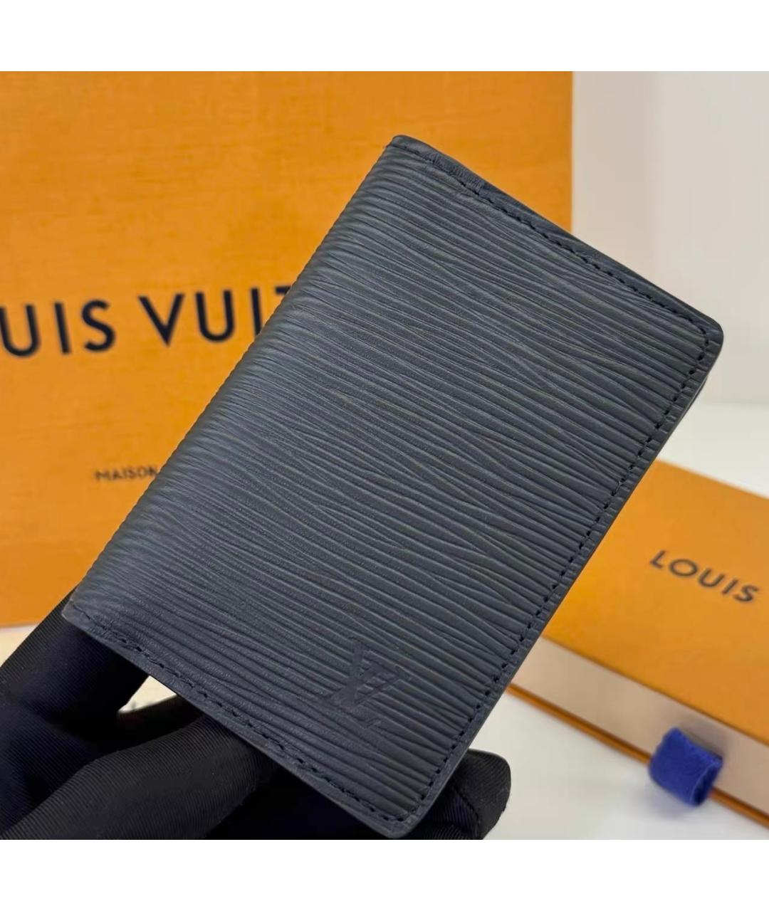 LOUIS VUITTON Черный кожаный кардхолдер, фото 4