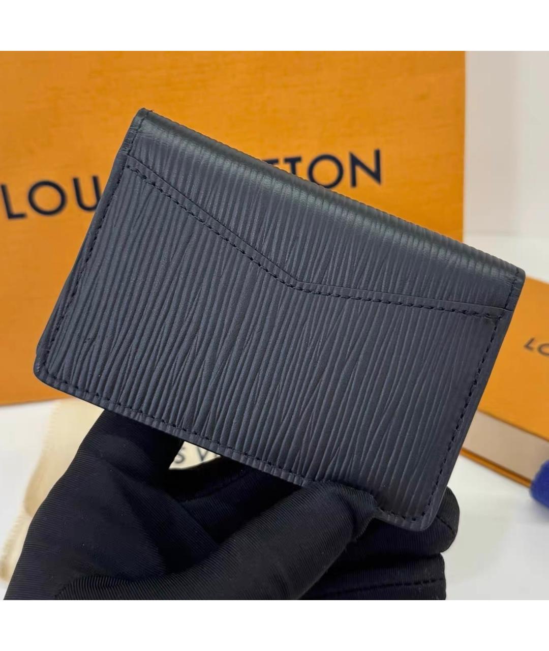 LOUIS VUITTON Черный кожаный кардхолдер, фото 5