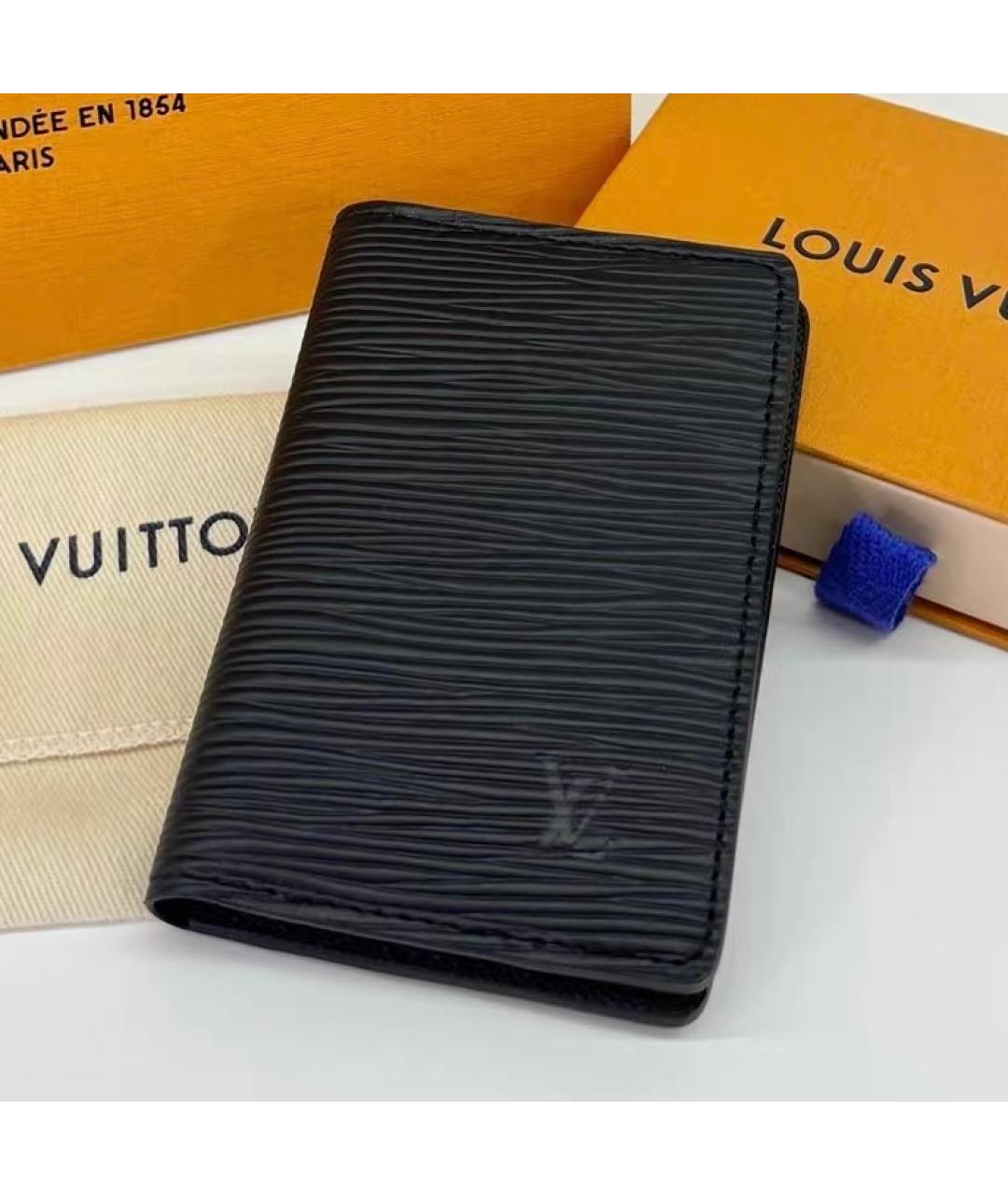 LOUIS VUITTON Черный кожаный кардхолдер, фото 8