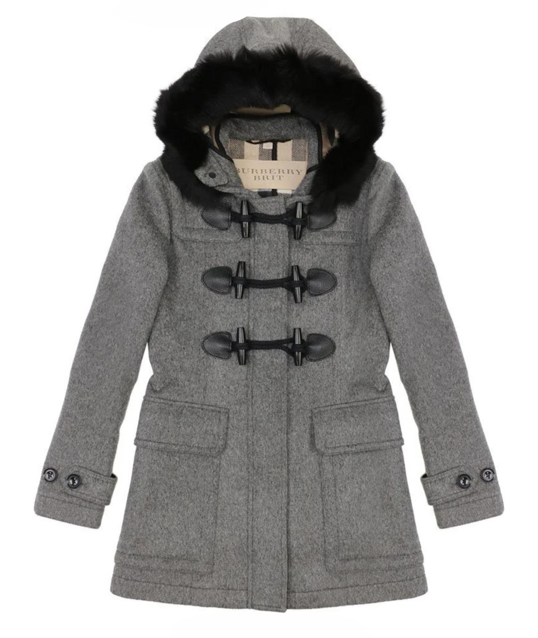 BURBERRY Серое шерстяное пальто, фото 1