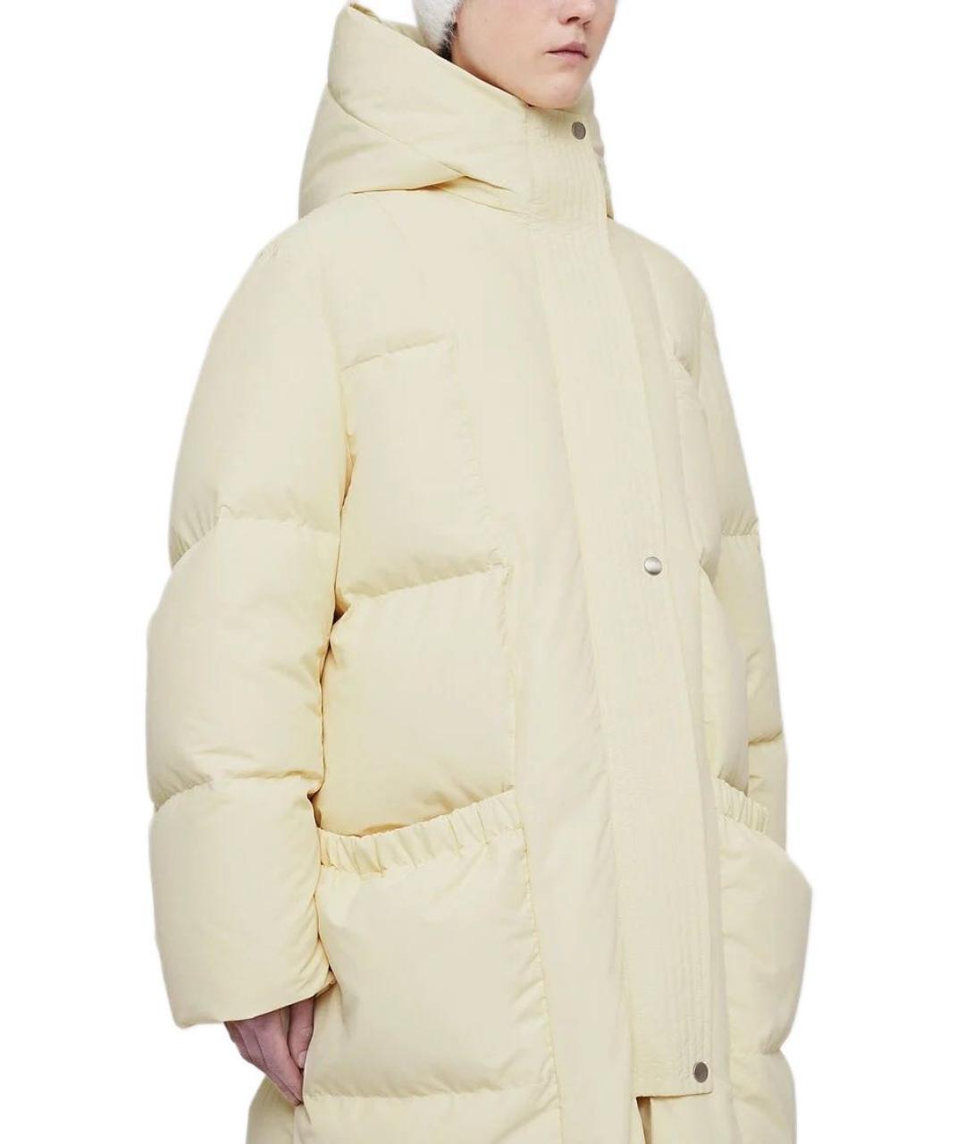 JIL SANDER Бежевый полиэстеровый пуховик, фото 4