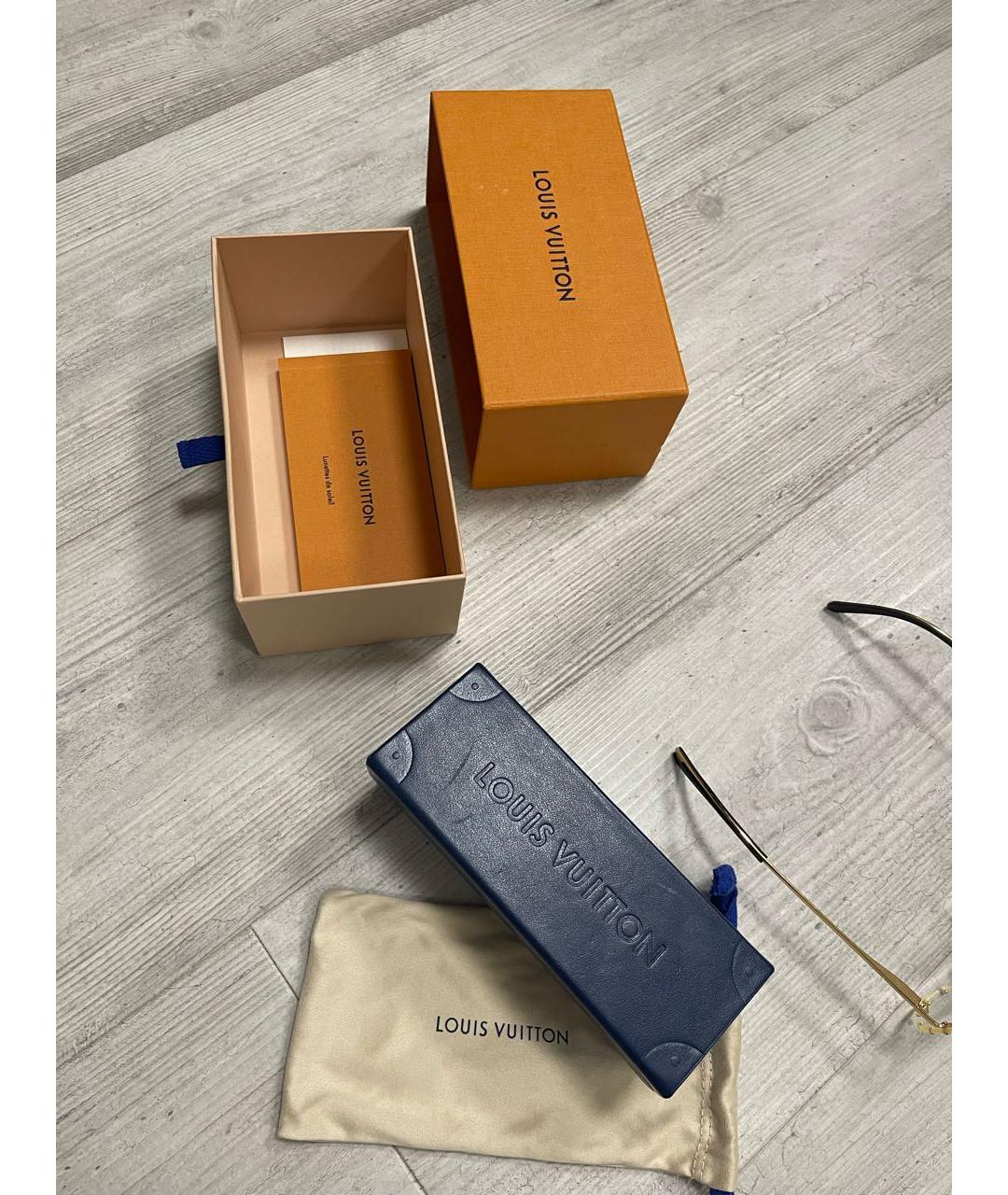 LOUIS VUITTON Золотые металлические солнцезащитные очки, фото 4