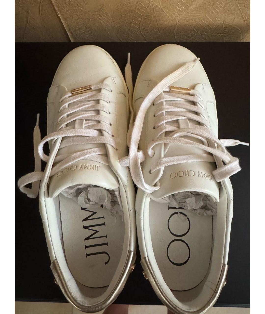 JIMMY CHOO Белые кожаные кеды, фото 3