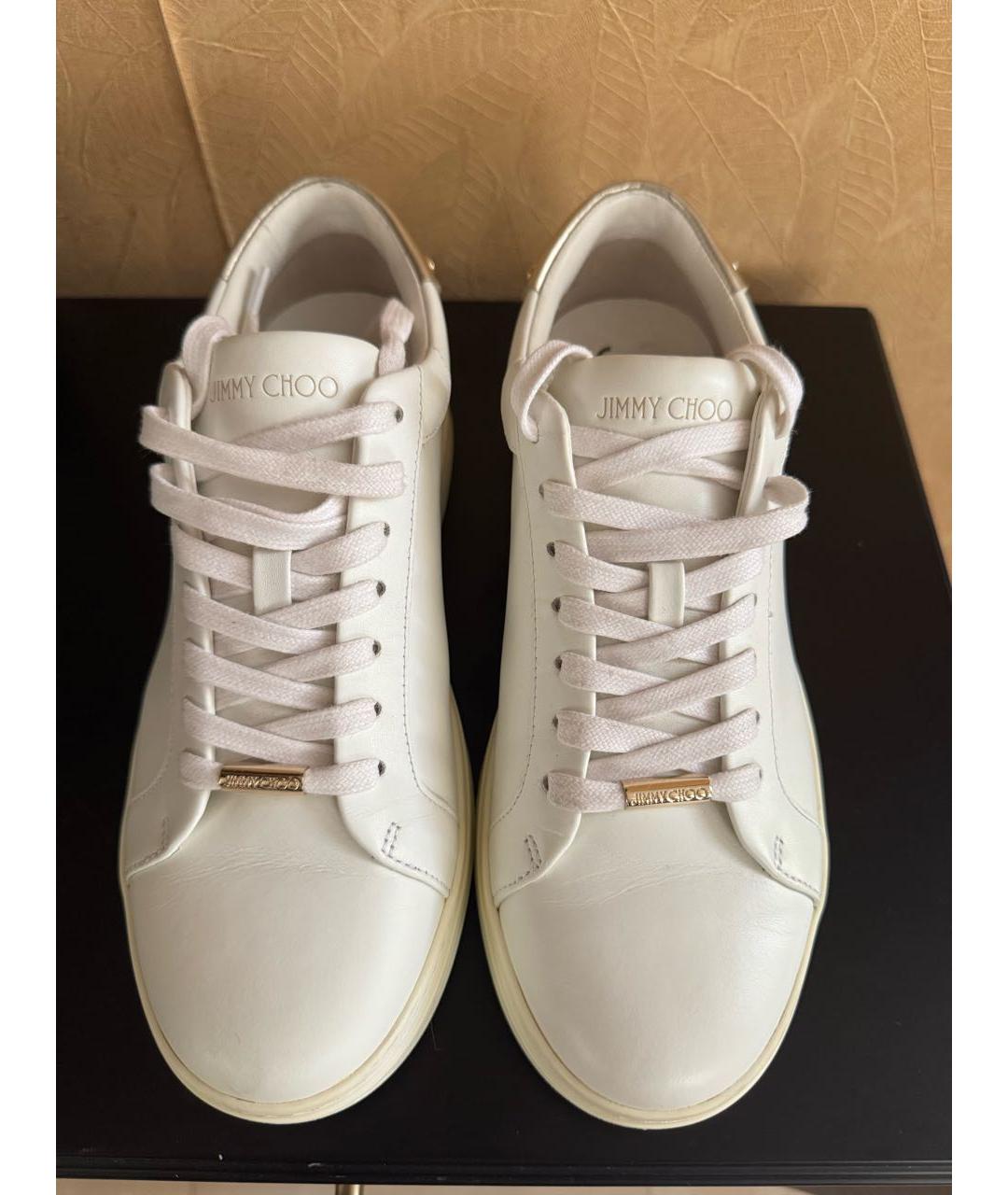 JIMMY CHOO Белые кожаные кеды, фото 2