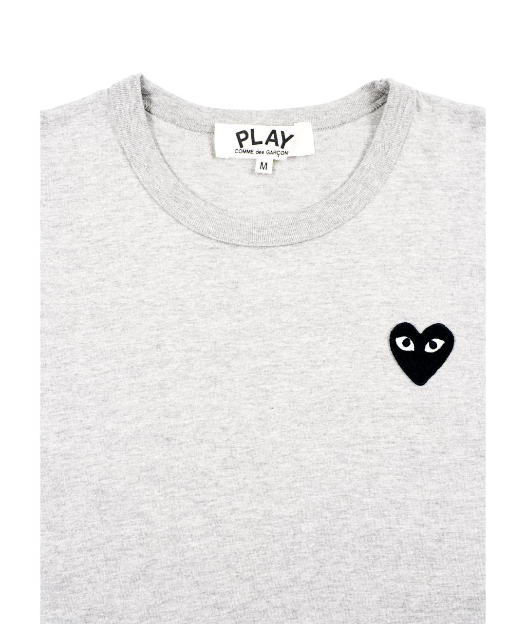 COMME DES GARÇONS PLAY Серая хлопковая футболка, фото 6
