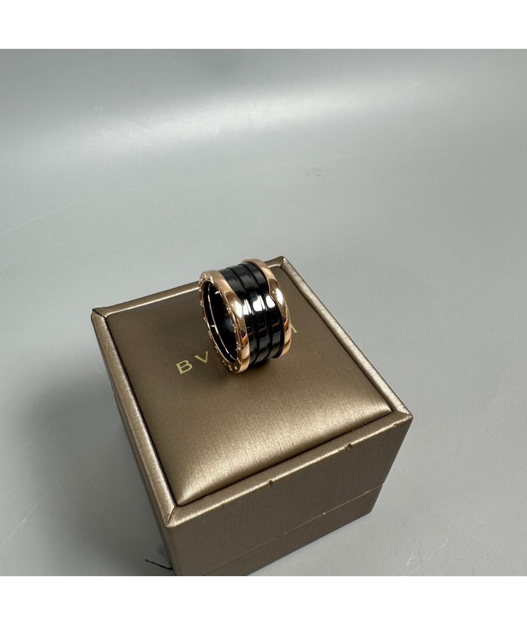 BVLGARI Черное кольцо из розового золота, фото 2