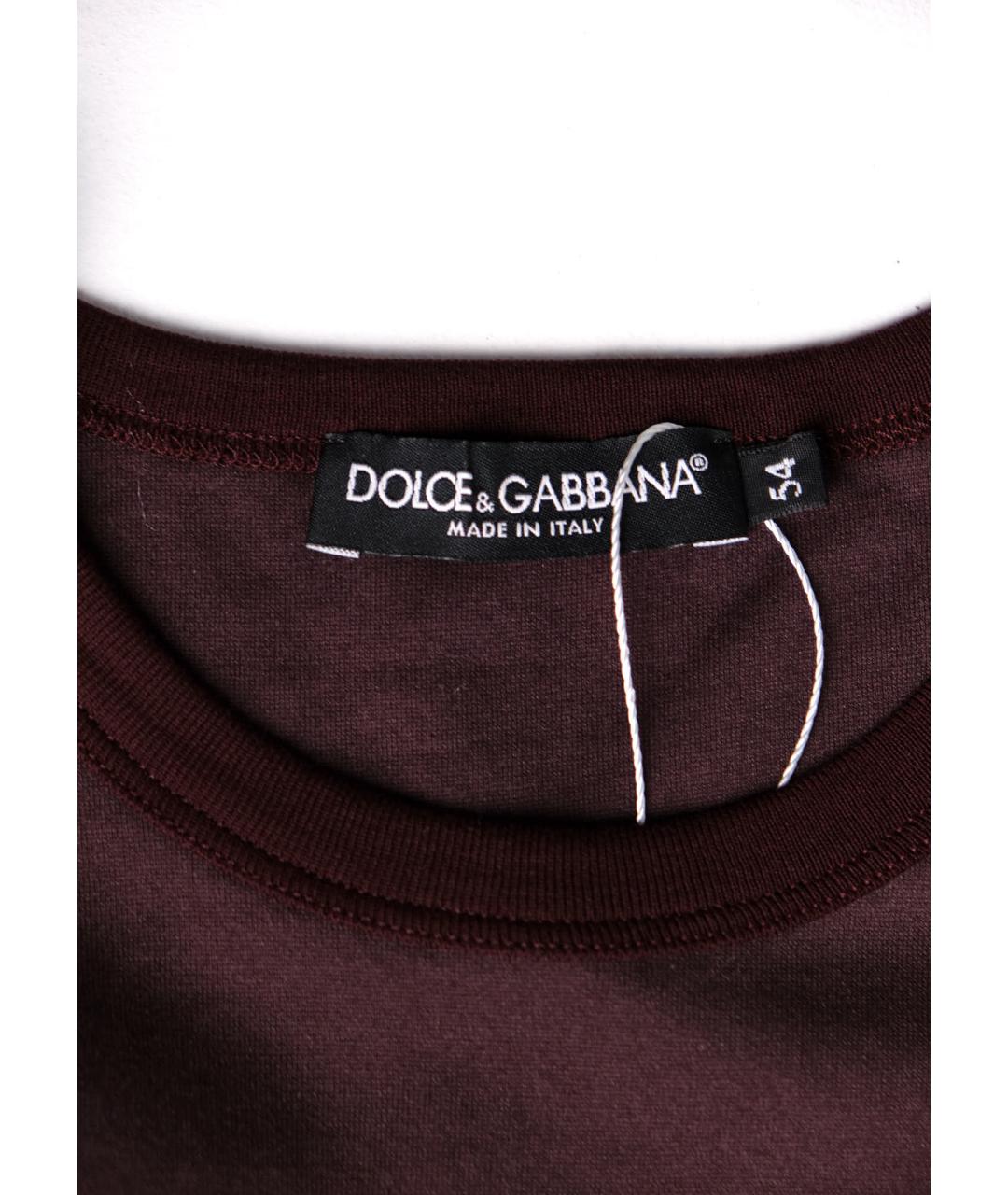 DOLCE&GABBANA Коричневая хлопковая футболка, фото 3