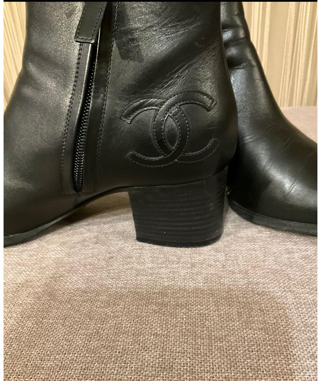 CHANEL Черные кожаные полусапоги, фото 3