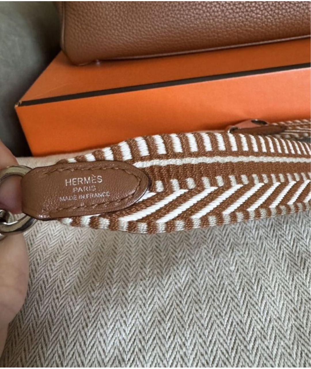 HERMES Коричневая кожаная сумка с короткими ручками, фото 8
