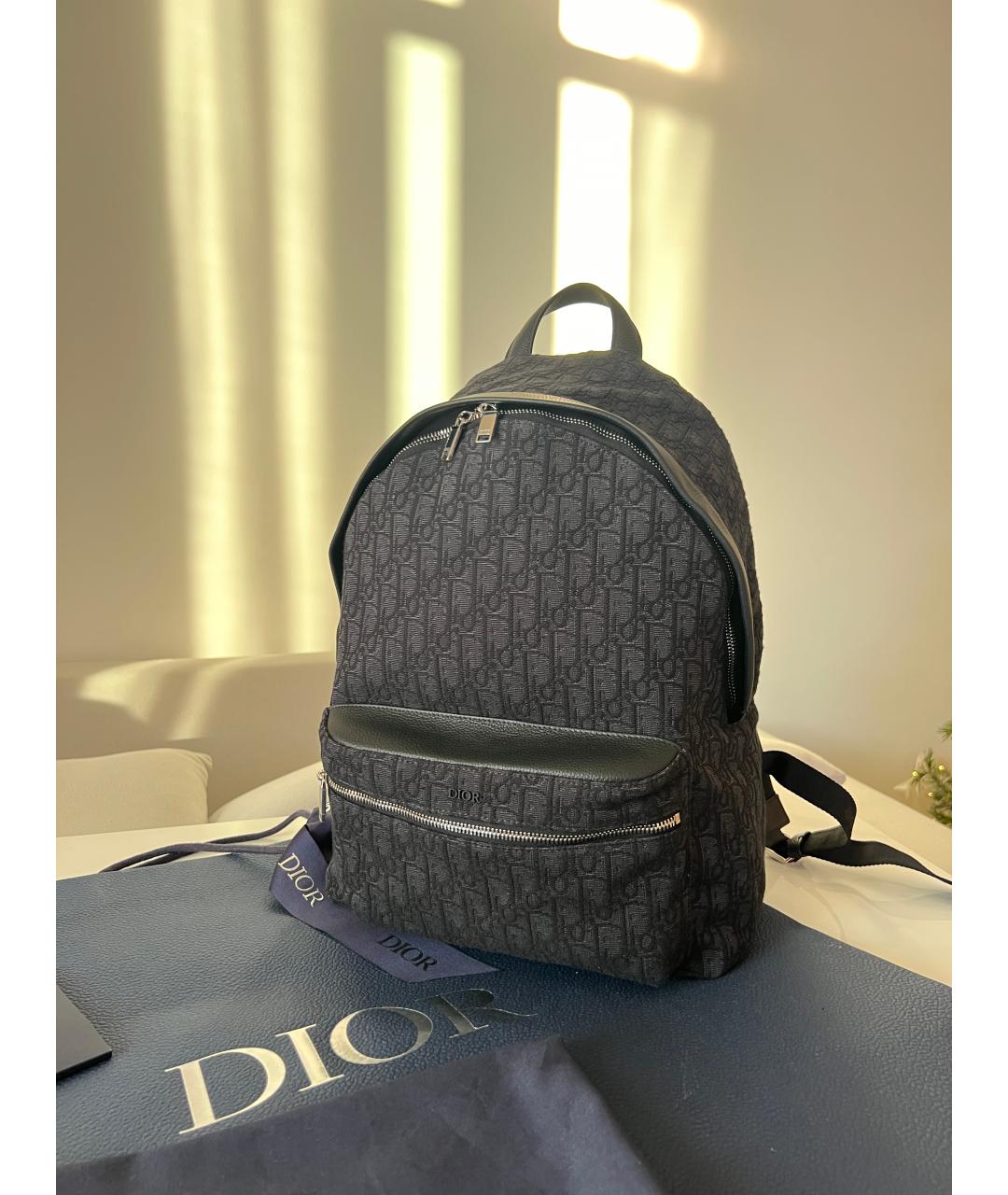 CHRISTIAN DIOR Черный жаккардовый рюкзак, фото 6