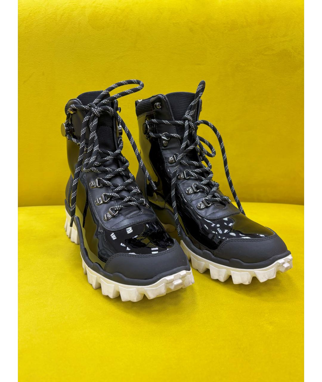 MONCLER Черные ботинки из лакированной кожи, фото 2