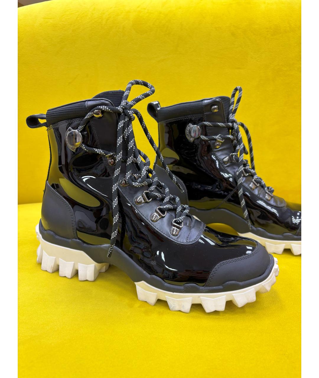 MONCLER Черные ботинки из лакированной кожи, фото 10