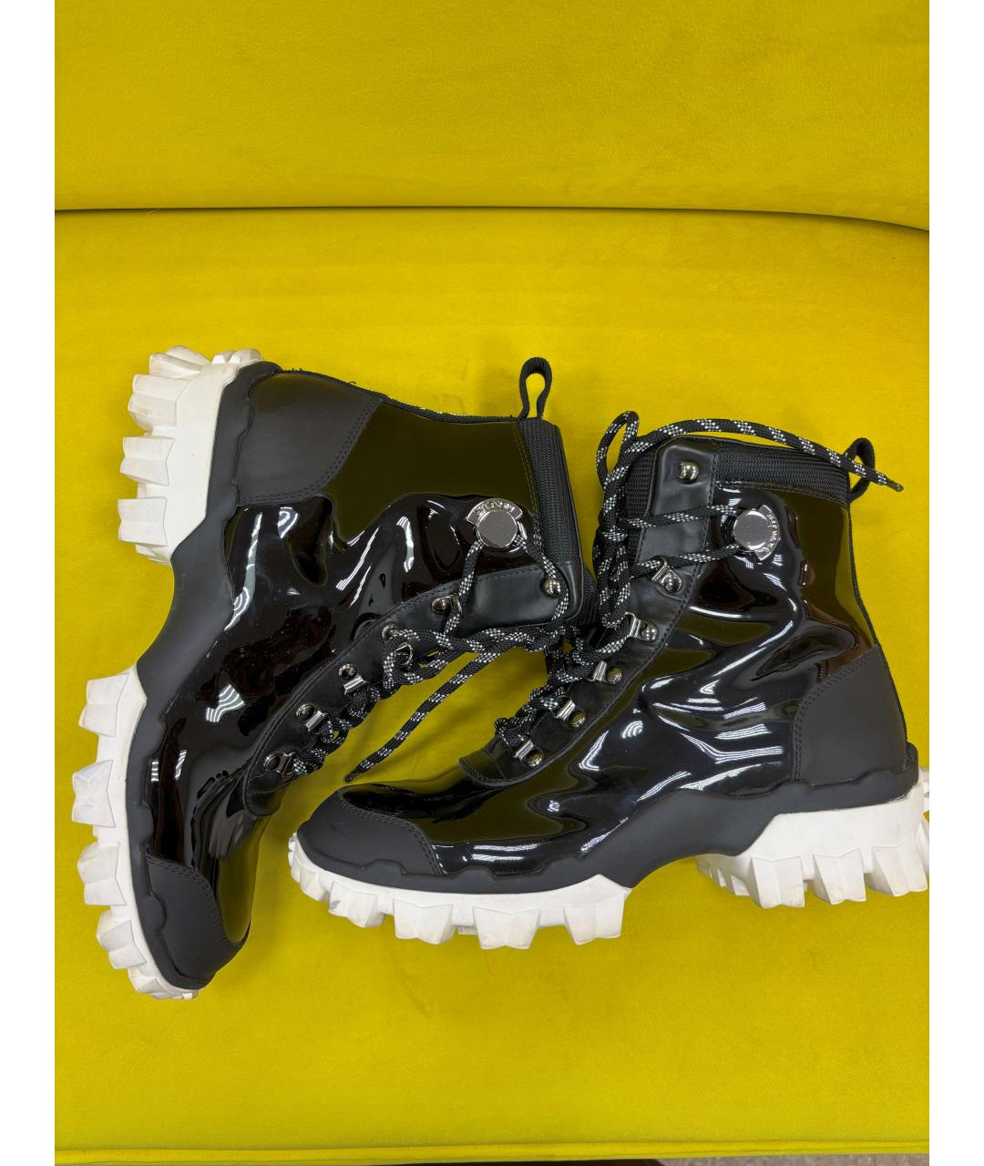 MONCLER Черные ботинки из лакированной кожи, фото 4