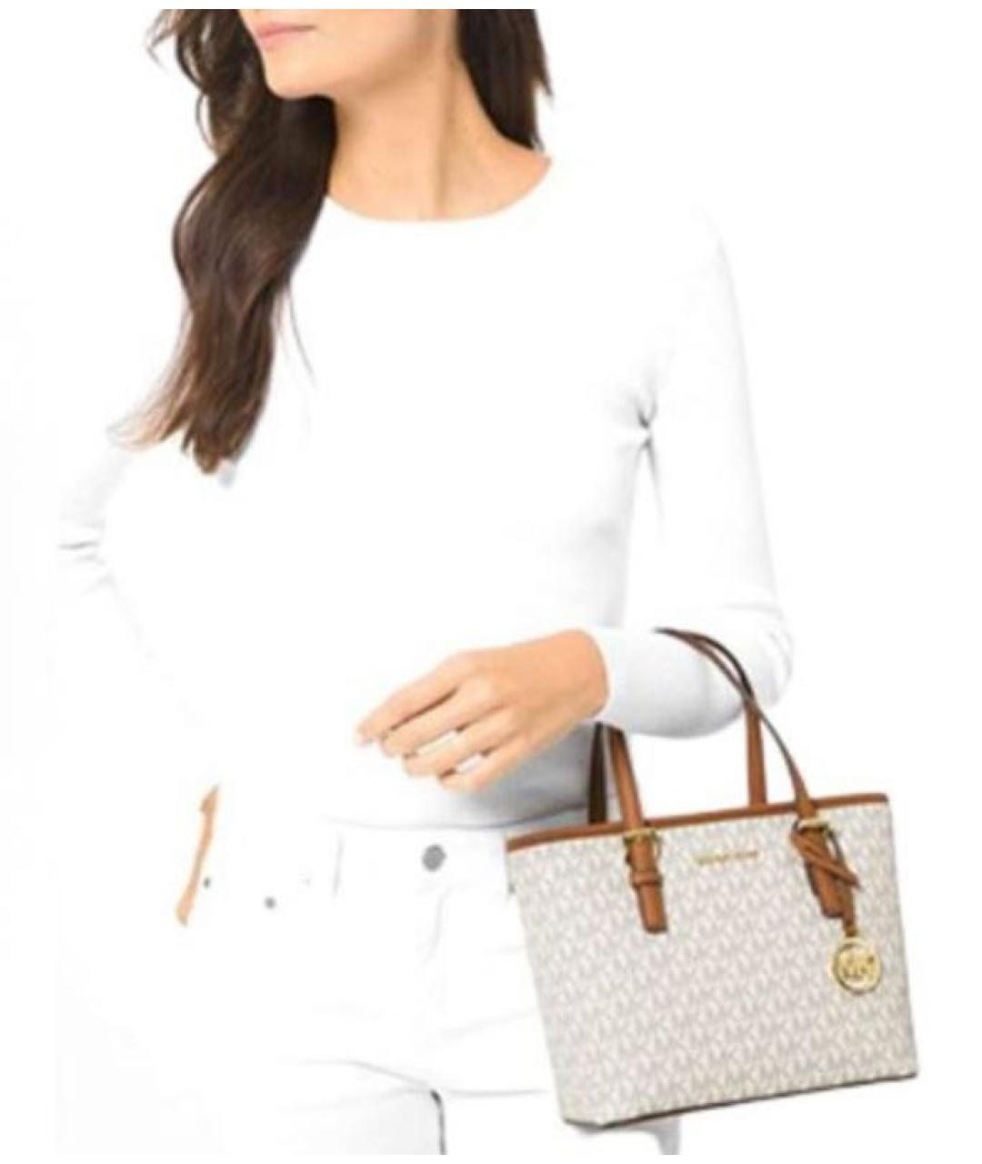 MICHAEL KORS Белая сумка тоут из искусственной кожи, фото 7
