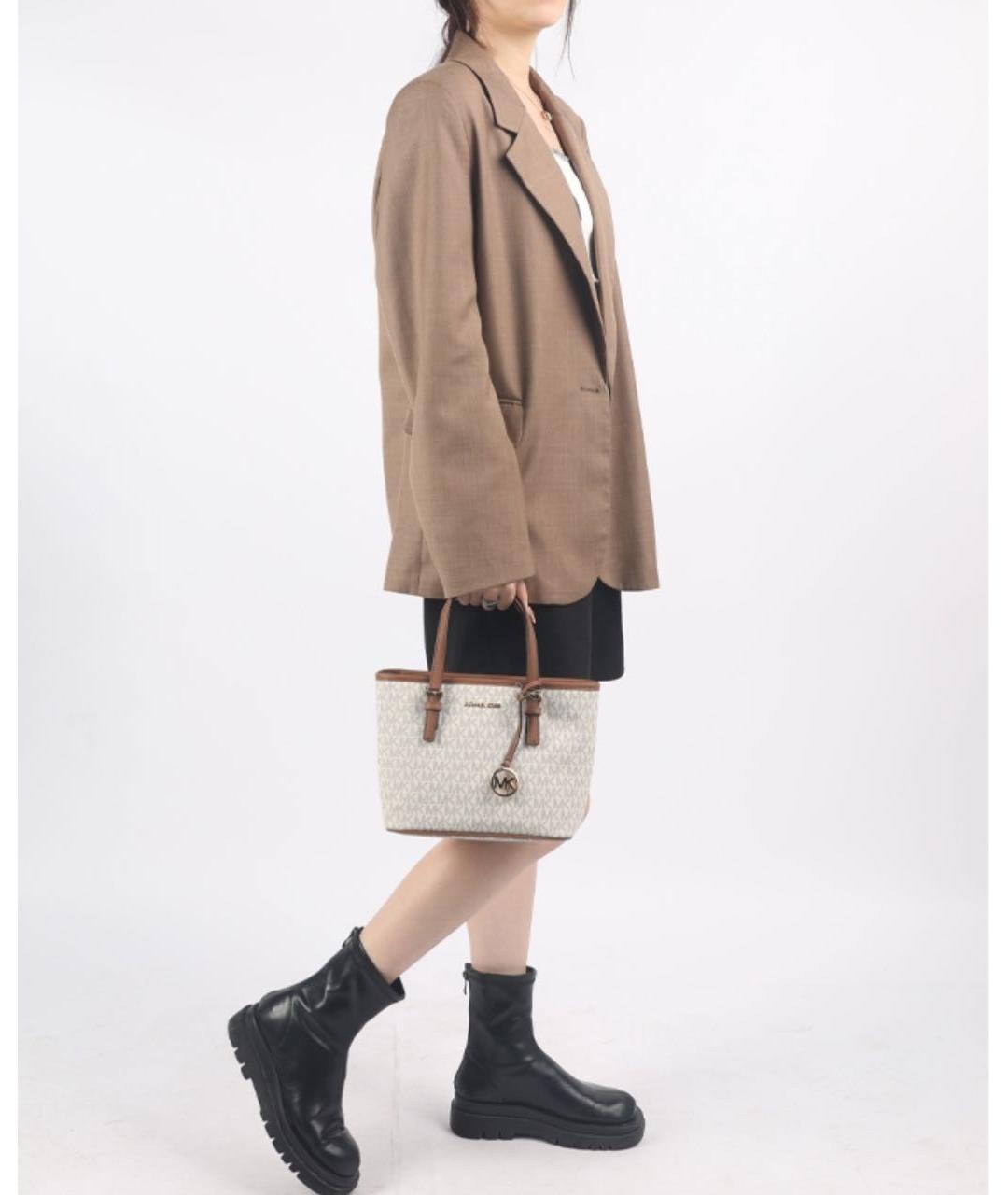 MICHAEL KORS Белая сумка тоут из искусственной кожи, фото 6