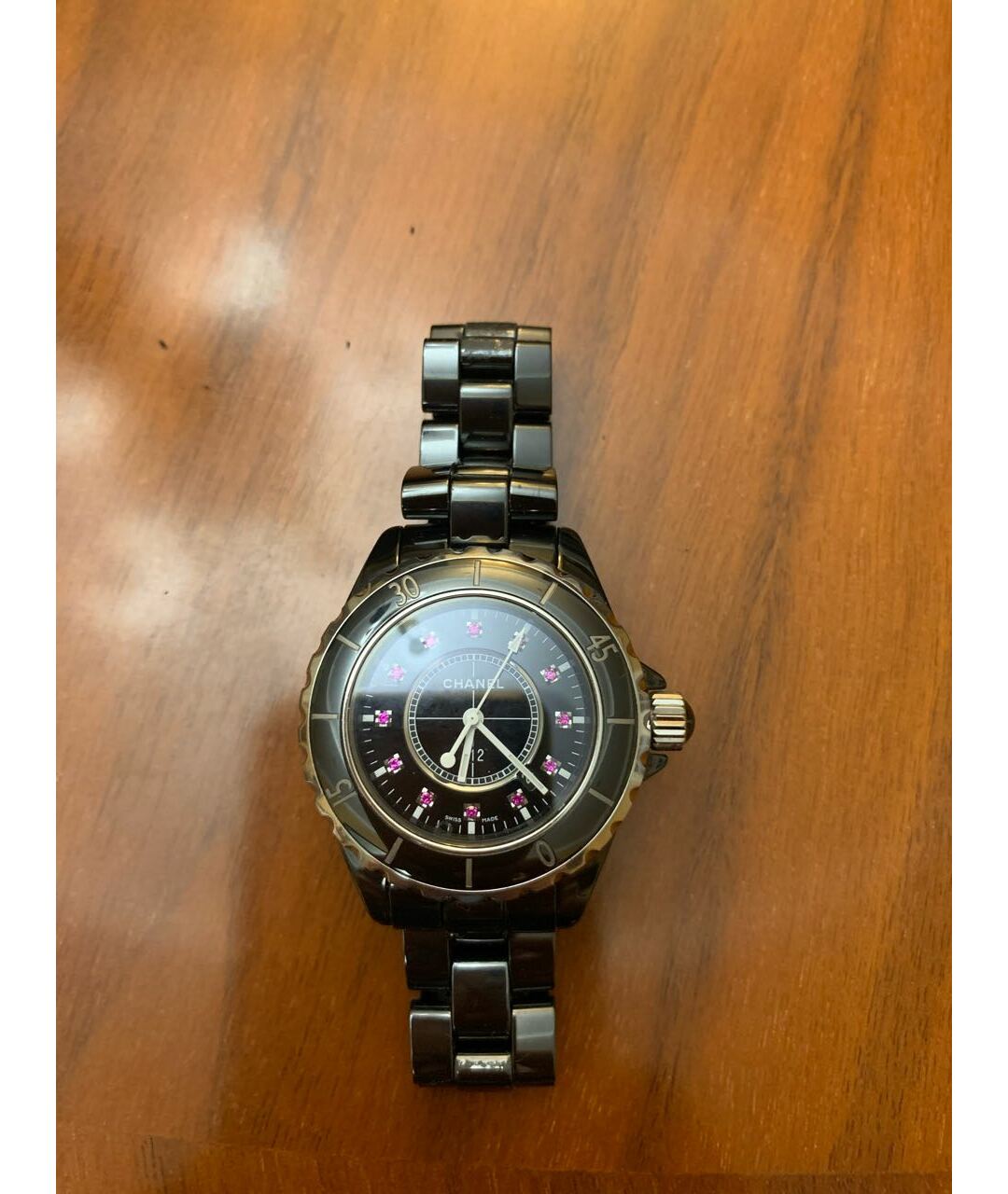CHANEL PRE-OWNED Черные рубиновые часы, фото 8