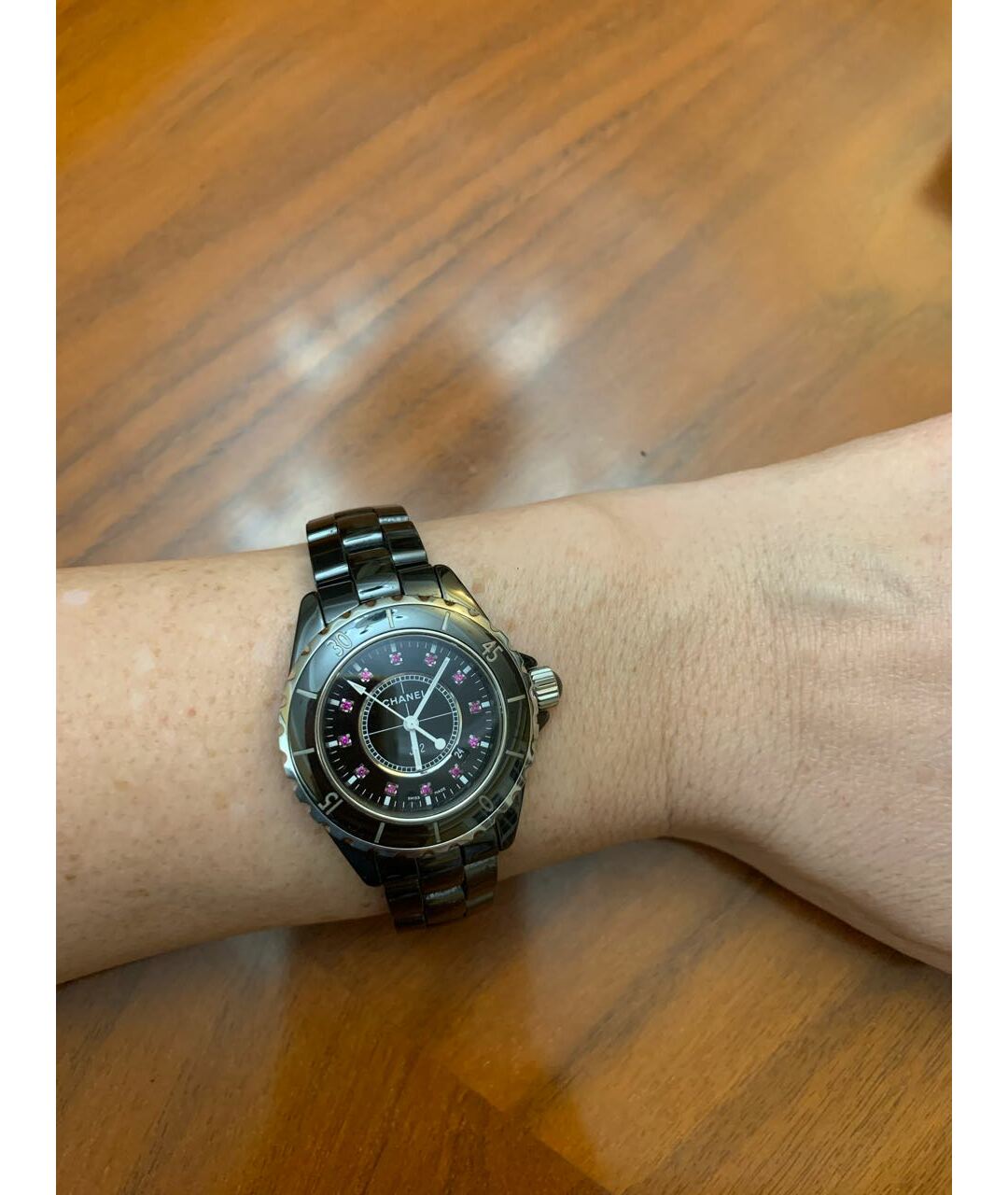 CHANEL PRE-OWNED Черные рубиновые часы, фото 4