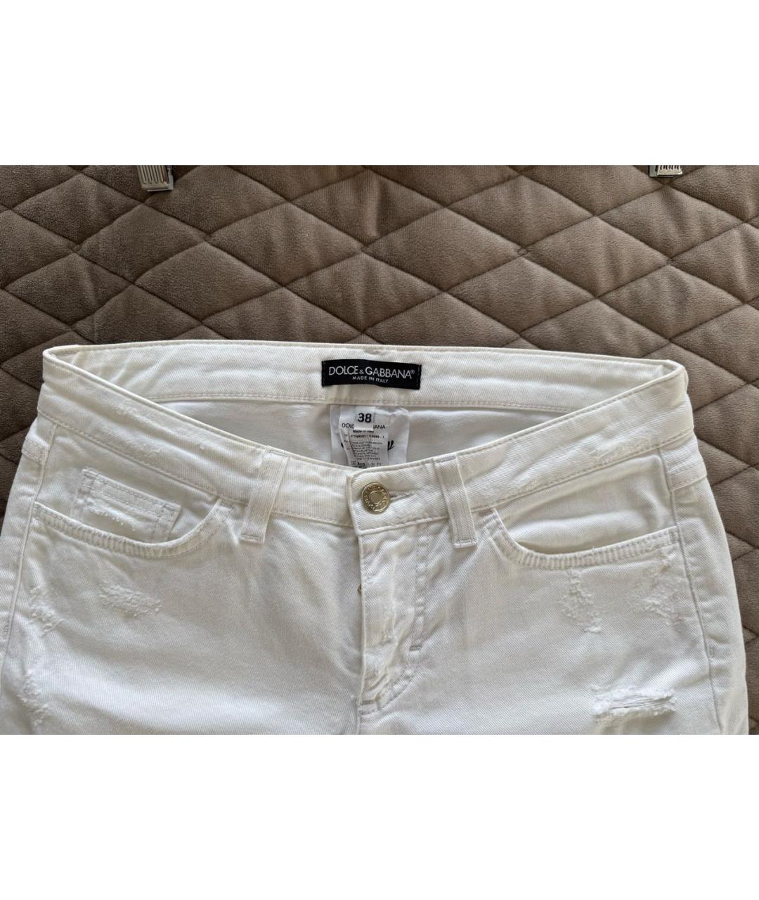 DOLCE&GABBANA Белые хлопко-эластановые джинсы слим, фото 3