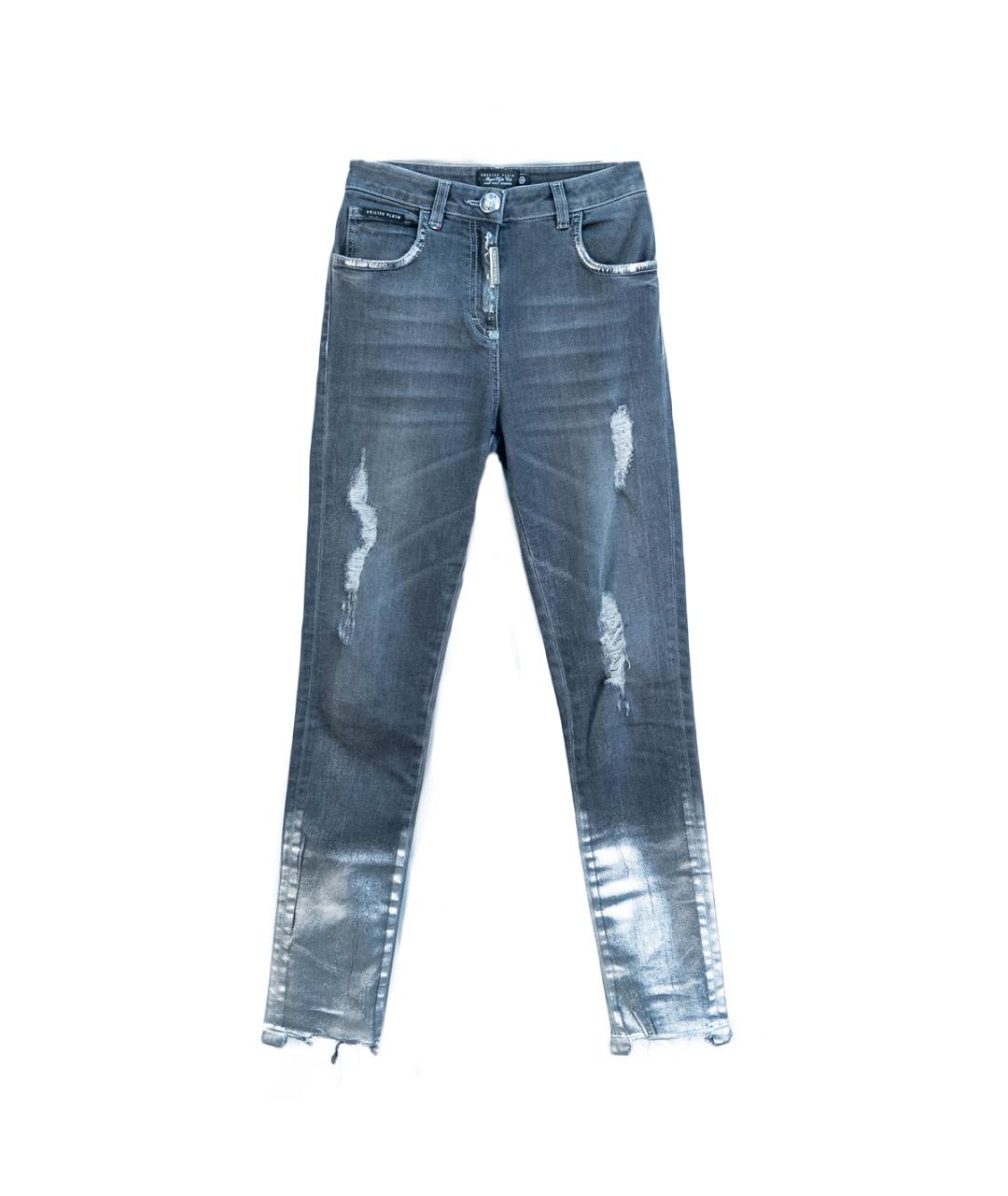 PHILIPP PLEIN Серые хлопковые джинсы слим, фото 1