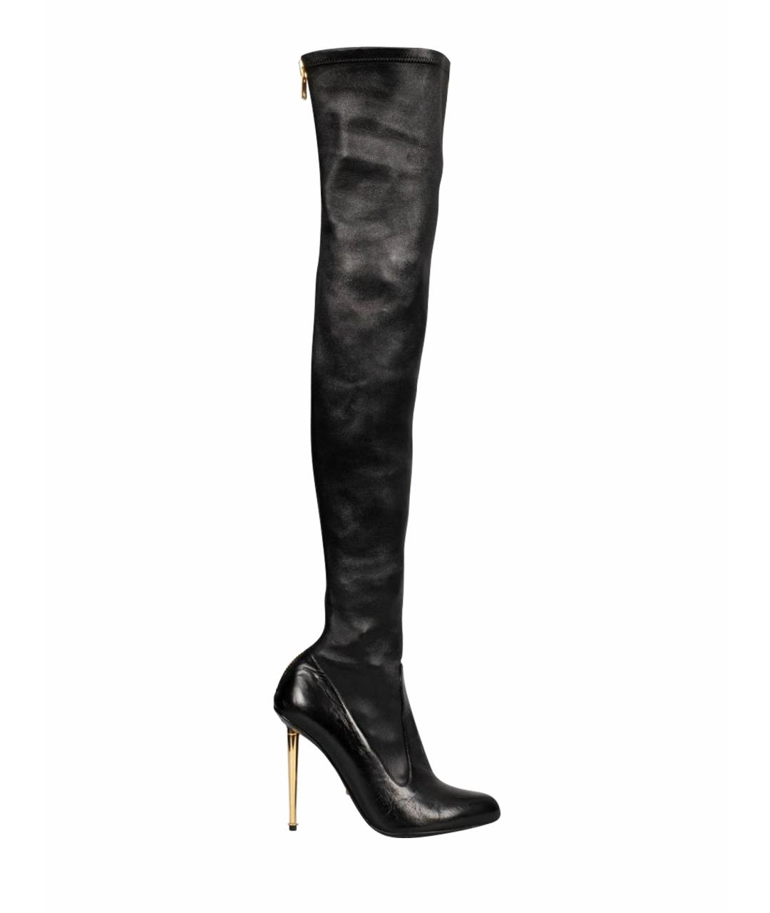 TOM FORD Черные кожаные ботфорты, фото 1