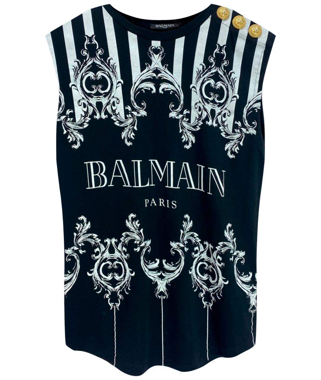 BALMAIN Черная хлопковая футболка, фото 1