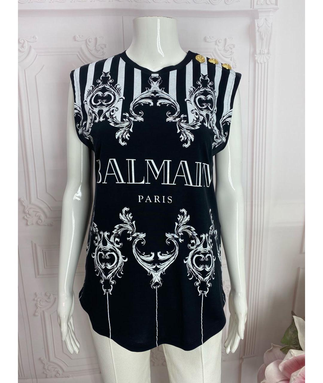 BALMAIN Черная хлопковая футболка, фото 7