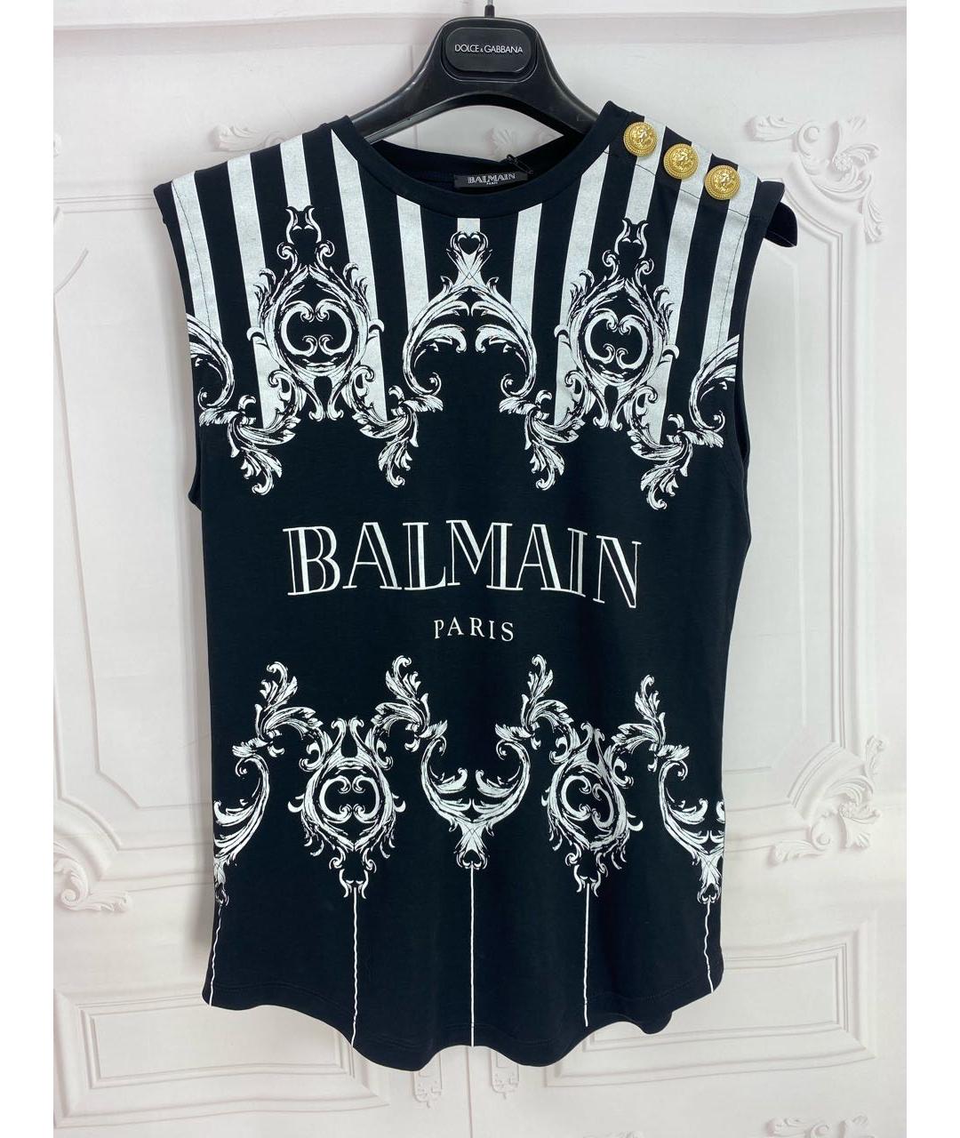 BALMAIN Черная хлопковая футболка, фото 9