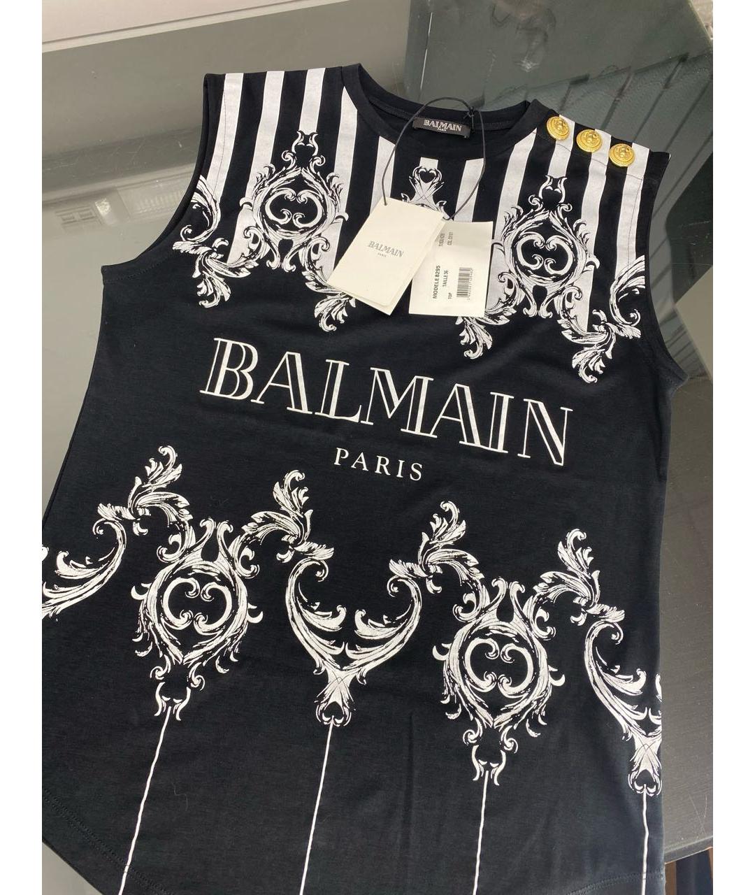 BALMAIN Черная хлопковая футболка, фото 5