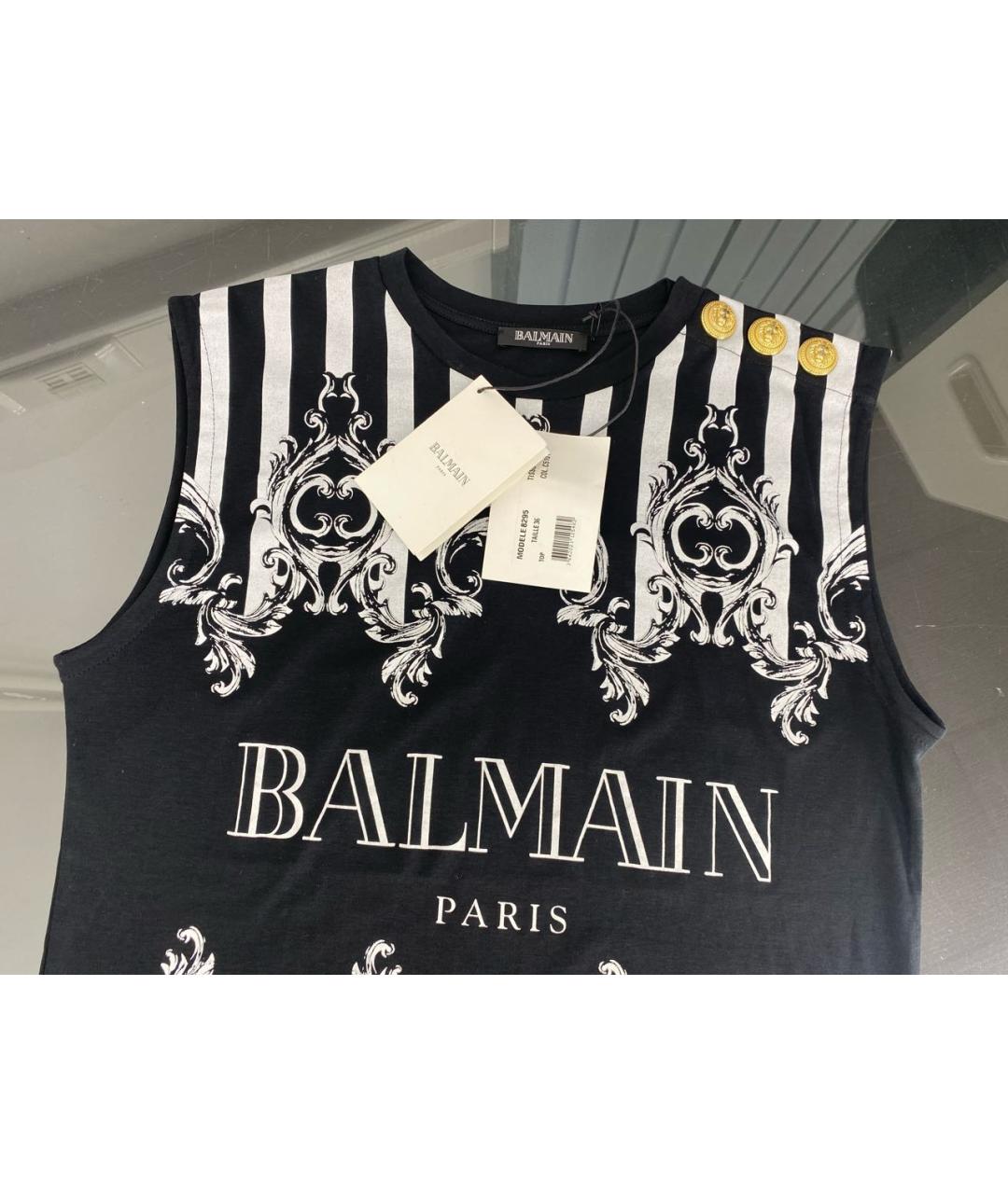 BALMAIN Черная хлопковая футболка, фото 3