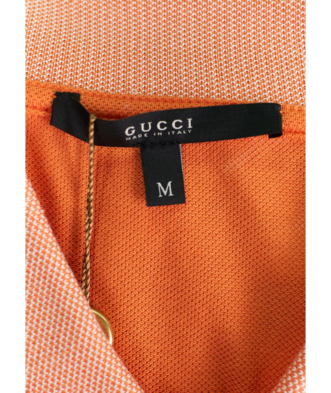 GUCCI Оранжевое хлопко-эластановое поло с коротким рукавом, фото 3