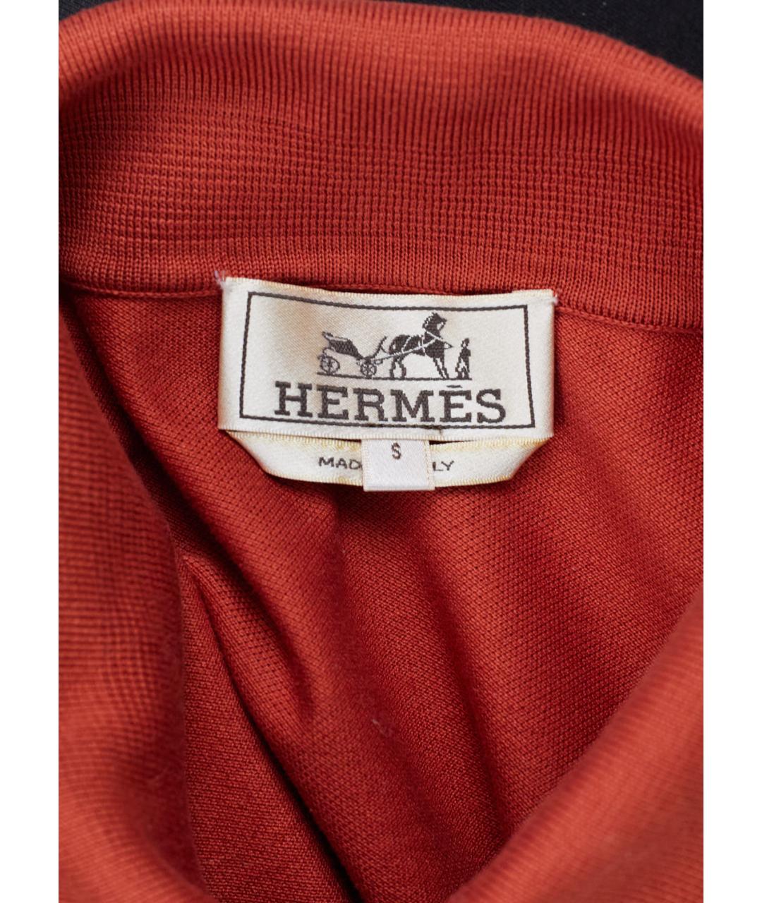 HERMES Оранжевое хлопковое поло с коротким рукавом, фото 3