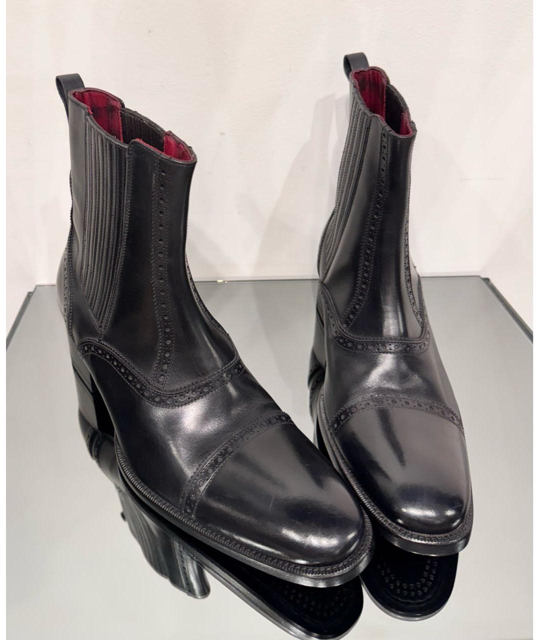 ALEXANDER MCQUEEN Черные кожаные высокие ботинки, фото 2