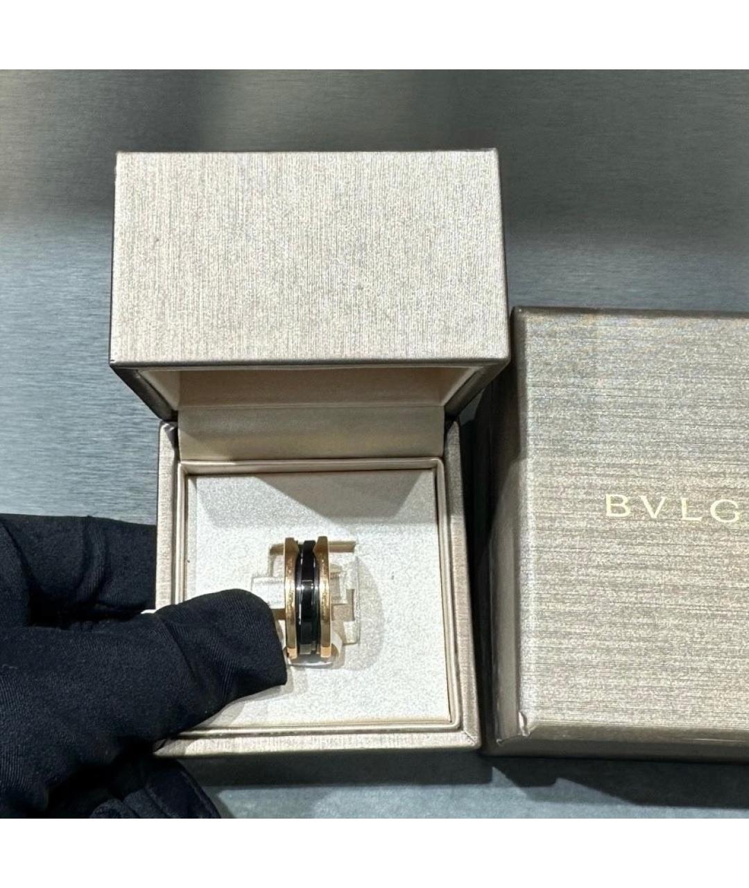 BVLGARI Черное кольцо из розового золота, фото 2