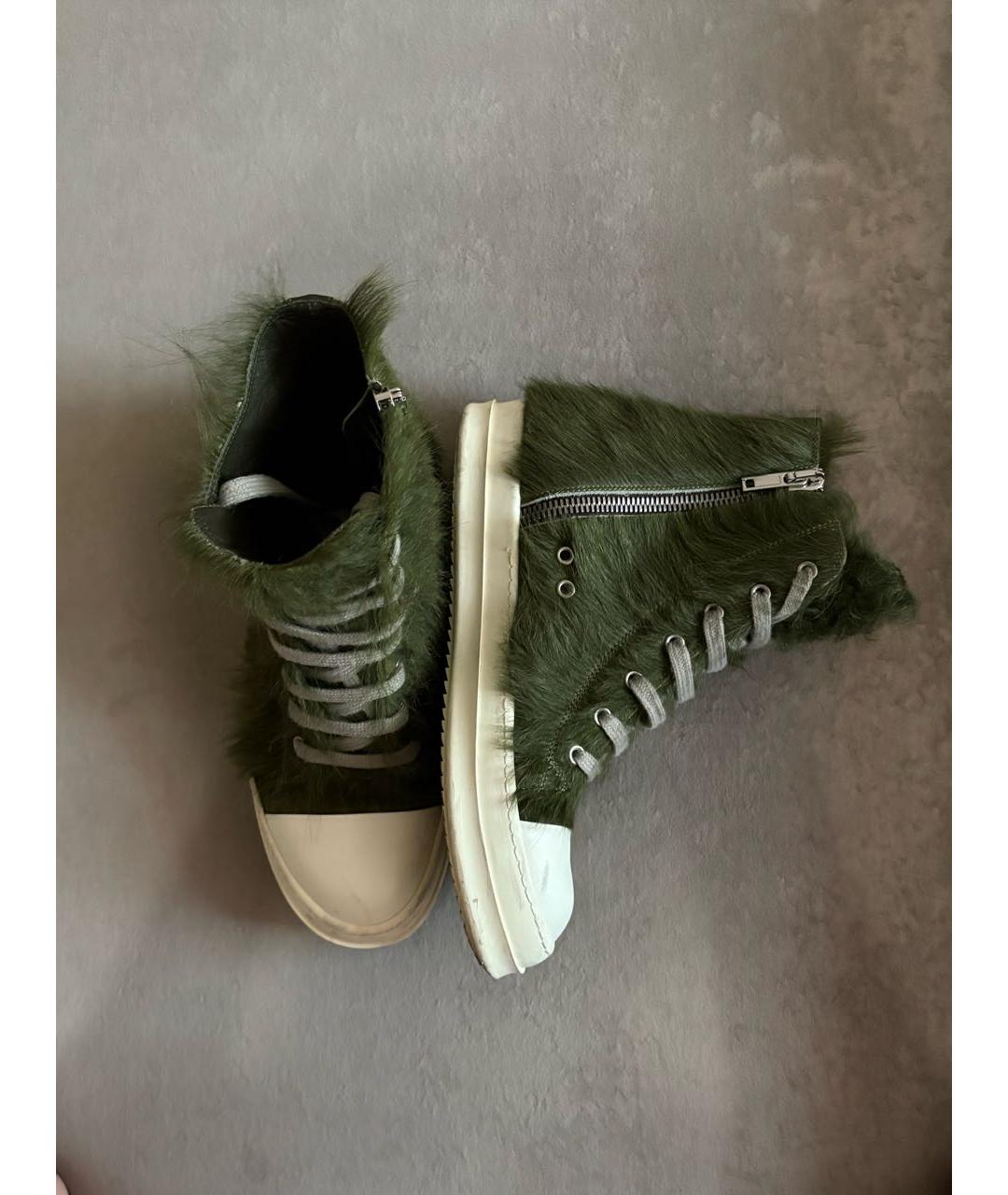 RICK OWENS Зеленые высокие кроссовки / кеды, фото 4